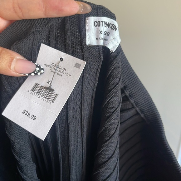NWT Cotton On Ribbed Black Skirt Size XL - Picture 3 of 8